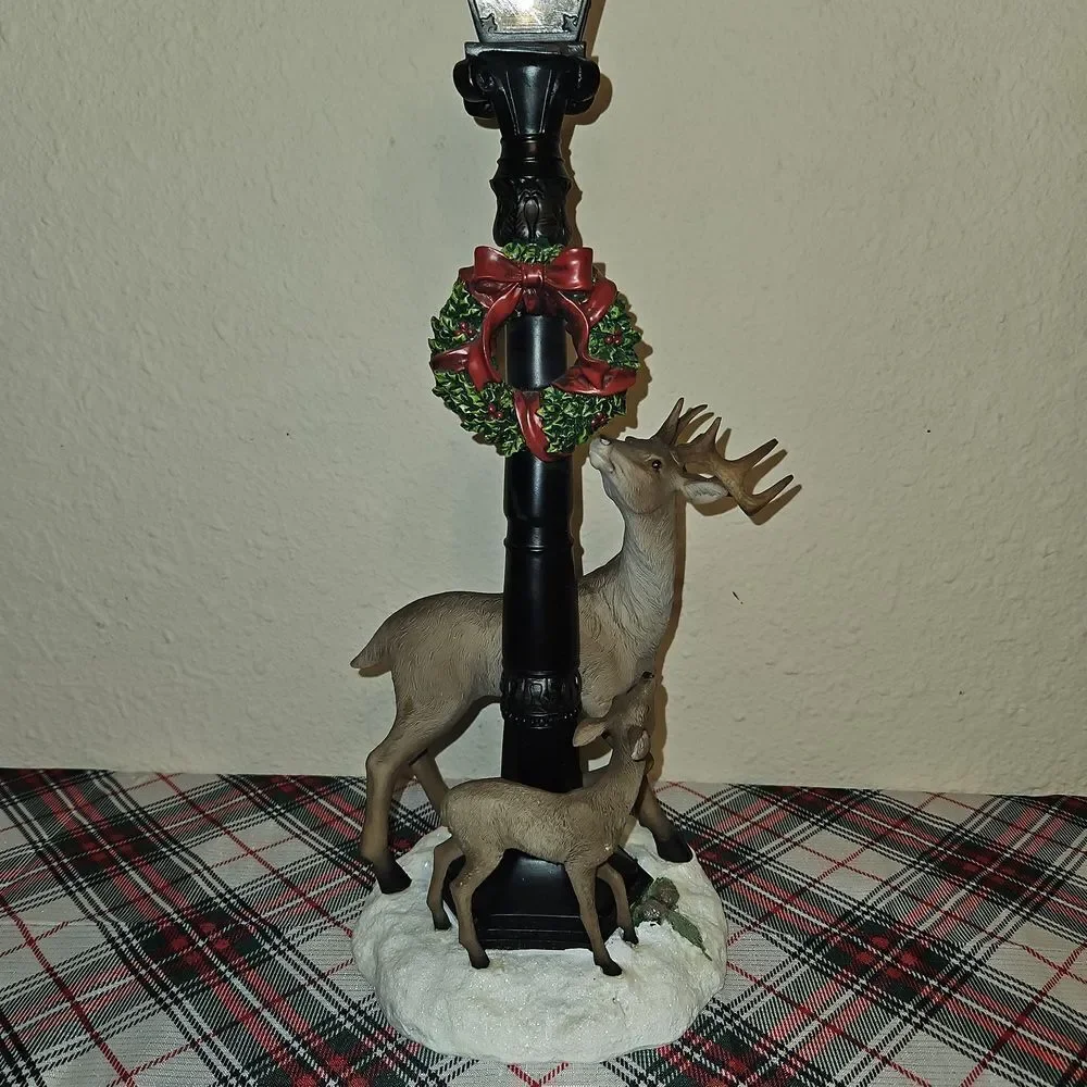 Melrose Deer & Fawn Victorian Lighted Lamppost Christmas Decor
